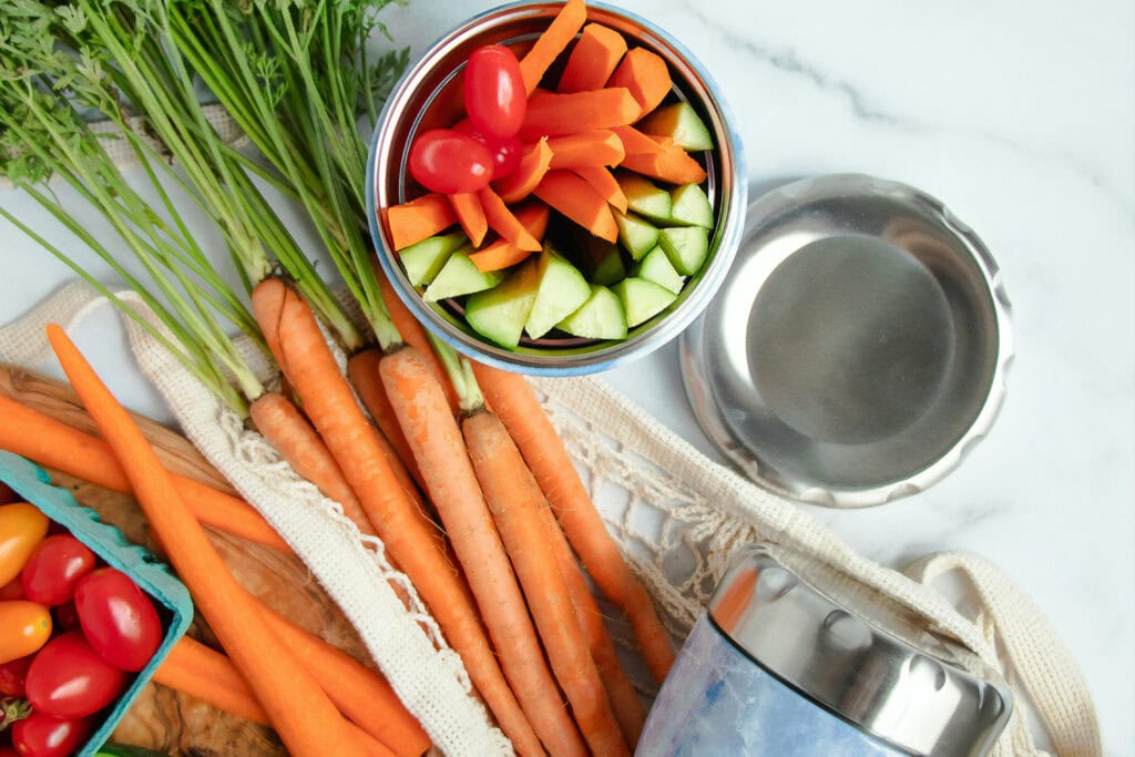 The Best Road Trip Snacks For Families (Healthy,Easy, & Mess-Free) cut up vegetables to cure hunger on a road trip