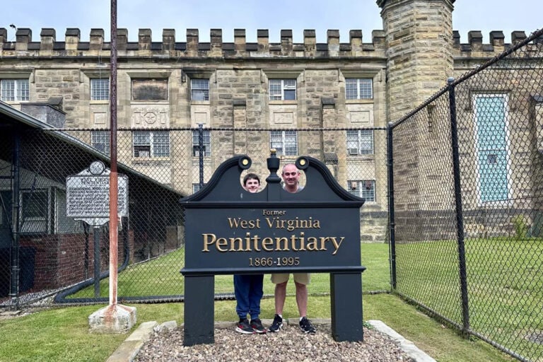 Entrance sign for the West Virginia State Penitentiary in Moundsville