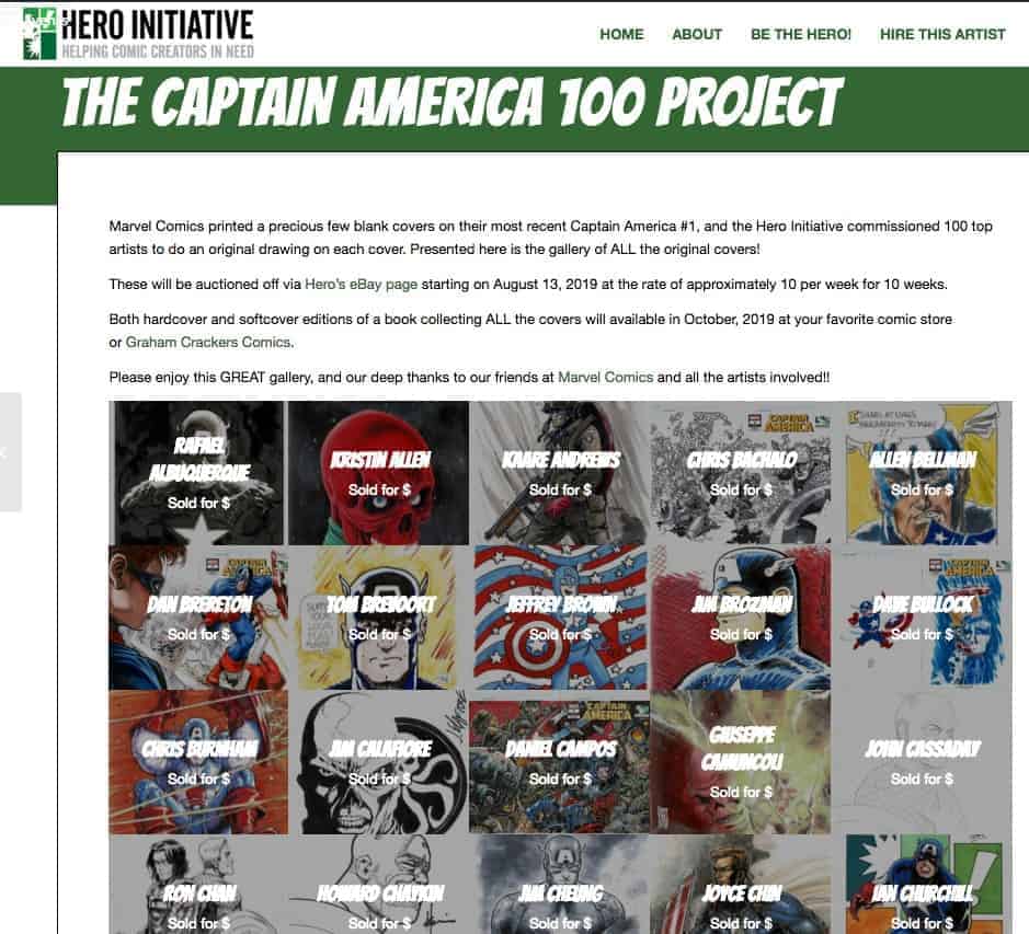 Hero Initiative Captain America comic art project.