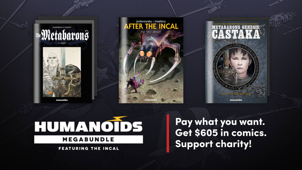 Alt text: Collection of comic books including "The Metabarons," "After the Incal," and "Castaka" from Hero Initiative.
