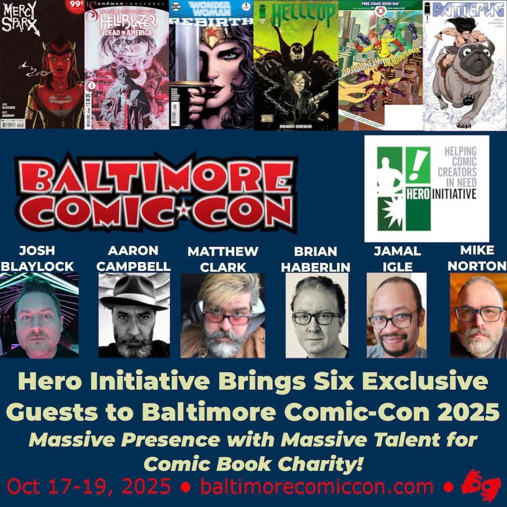 Anthology comic book charity, superhero artists, comic creators, convention event.