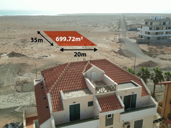 Aerial view - Development Opportunity, 699sqm Land at the Southern Tip of Sal, Cabo Verde. Casa Verde Homes LDA.