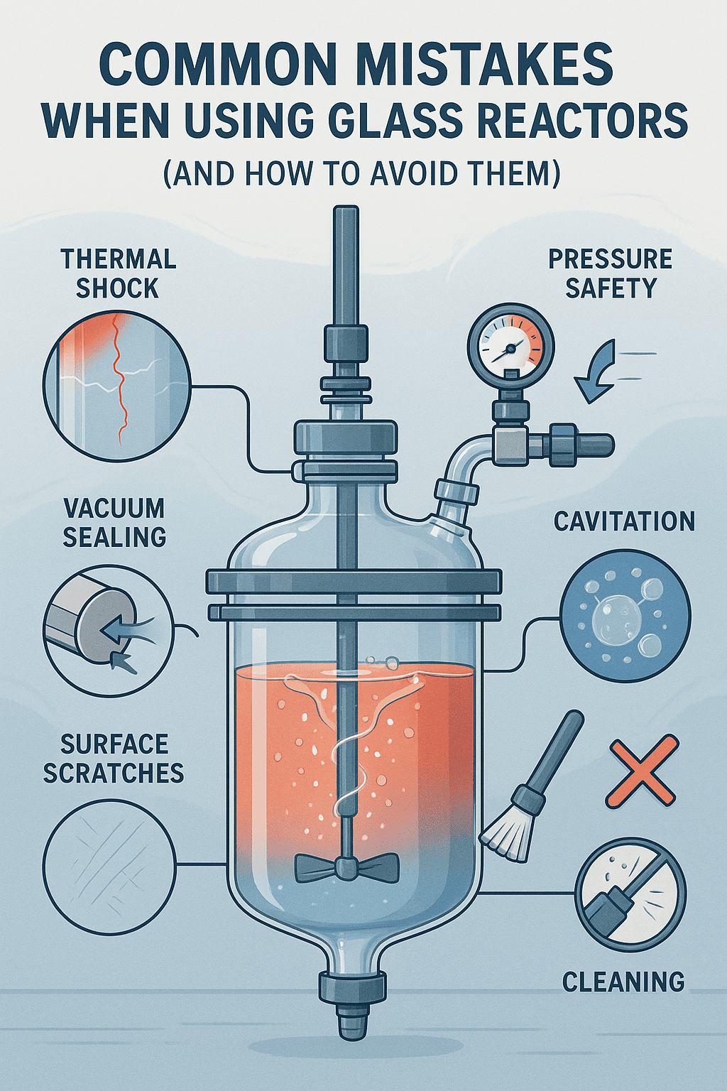 Laboratory glass reactor illustrating common operating mistakes
