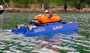 HydroSurv Uncrewed Surface Vessel (USV) on the sea