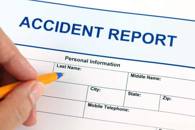 Accident report (Last name, city, telephone)