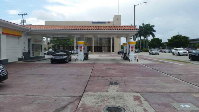 Cracks in floor at a Coral Gables, Dade County, Florida gas station