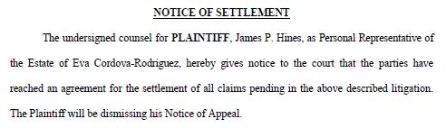 notice of settlement - blog