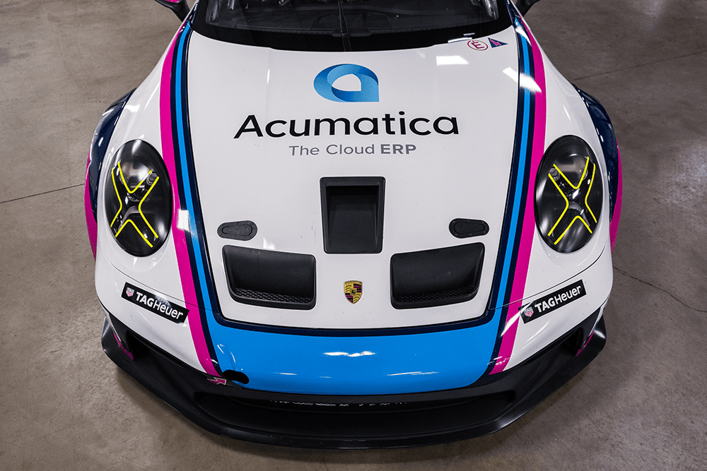 Porsche 911 Cup Car 992 featuring Acumatica branding and racing livery.