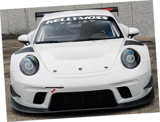 Kellymoss GT4R race car with aerodynamic features and branding.
