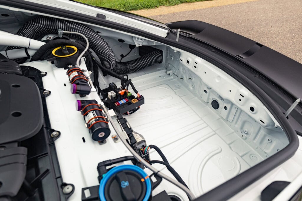 Close-up of engine bay with racing components in Kellymoss 2025 GT4 Clubsport RS.
