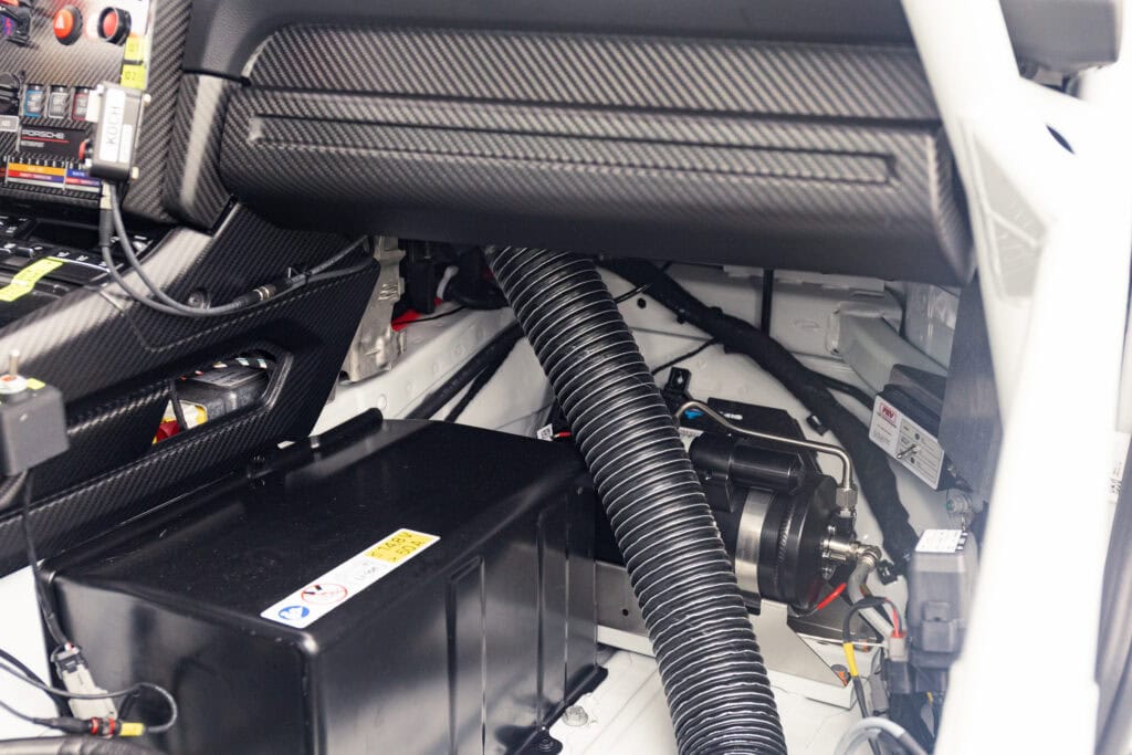 Close-up of engine components in a Kellymoss 2025 GT4 Clubsport RS.