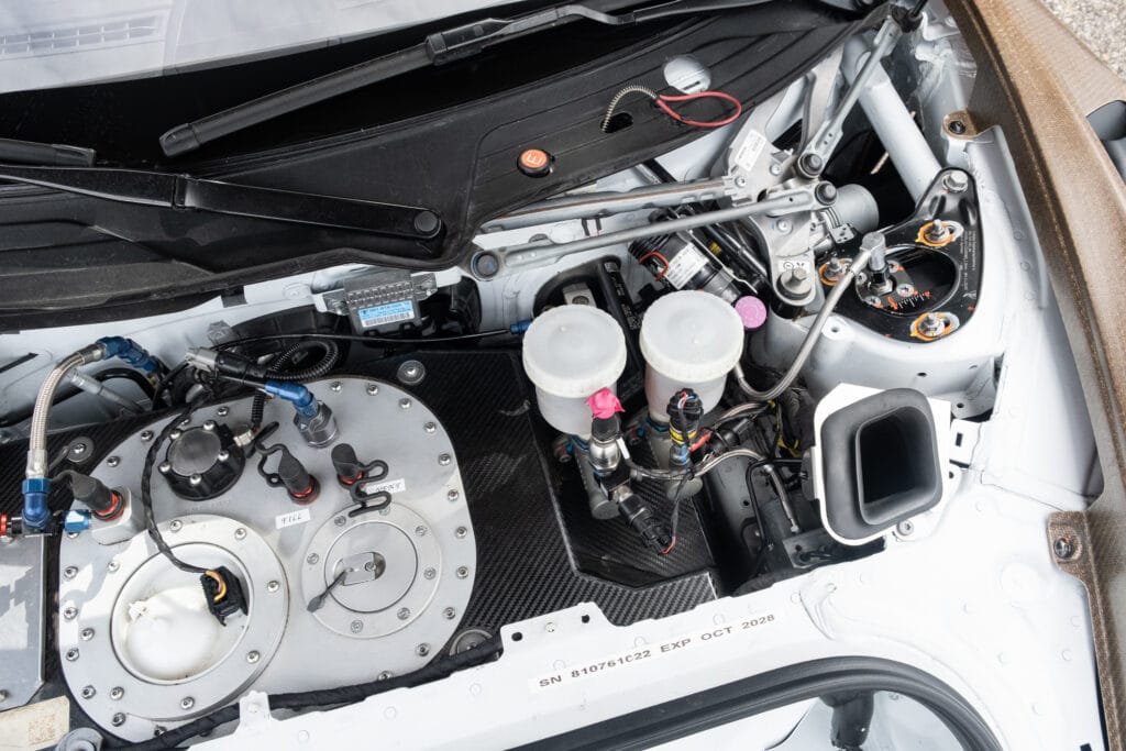 Close-up of the engine bay of a 2023 GT4 Clubsport RS by Kellymoss.