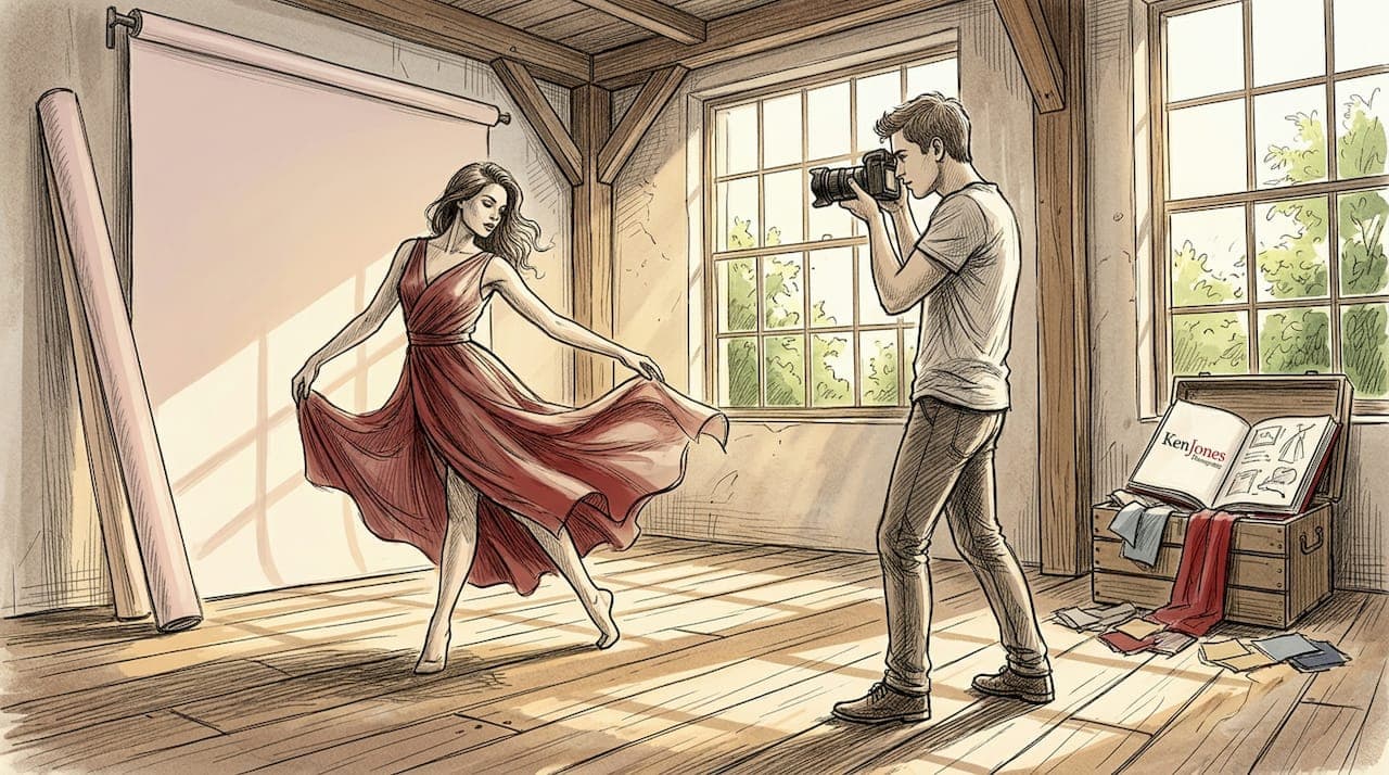 Photographer directs model during fashion shoot