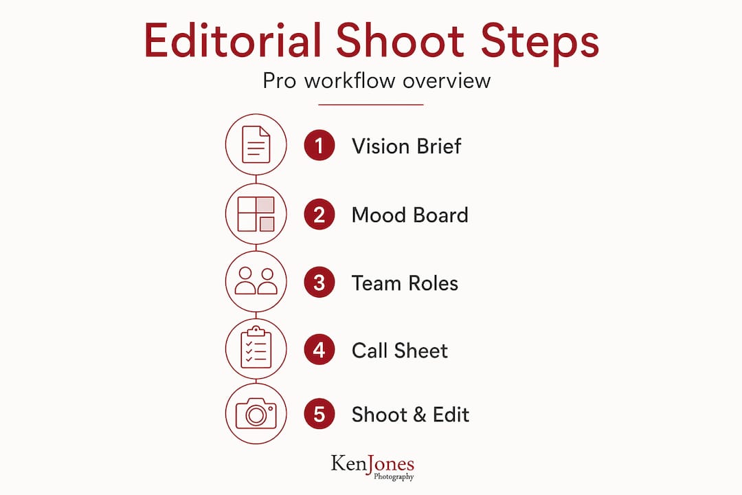 Infographic showing steps of fashion editorial planning