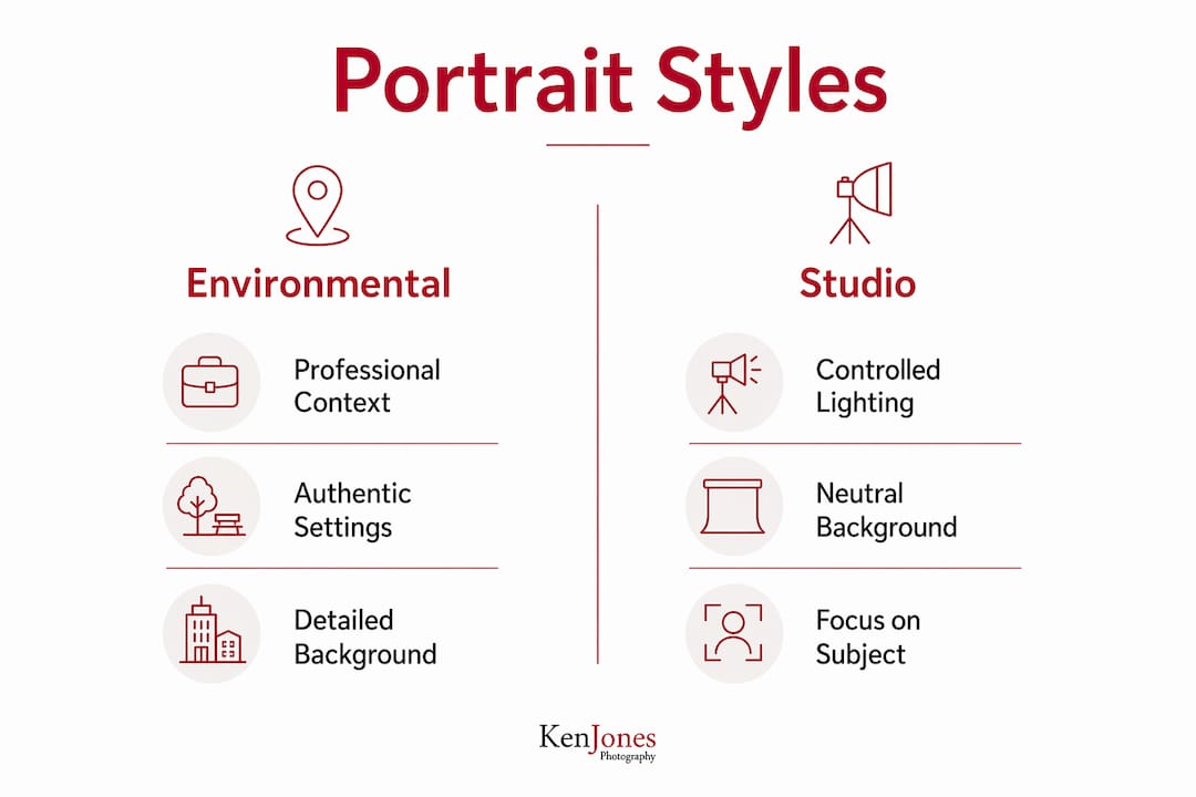 Infographic showing executive portrait styles comparison