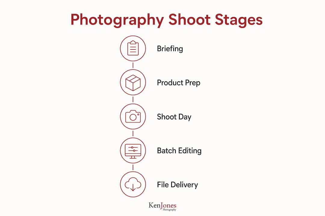 Infographic showing stages of product photography shoot