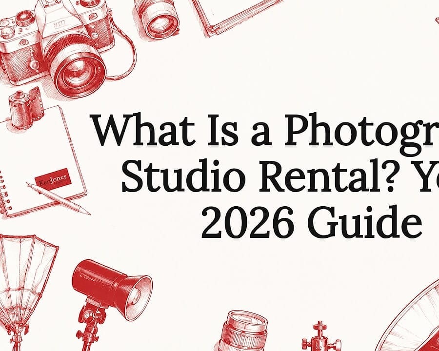 Illustrated title card with photography tools