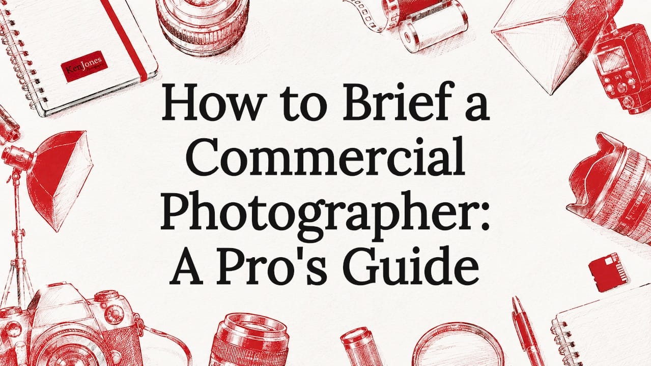 Decorative hand-drawn photography themed title card illustration