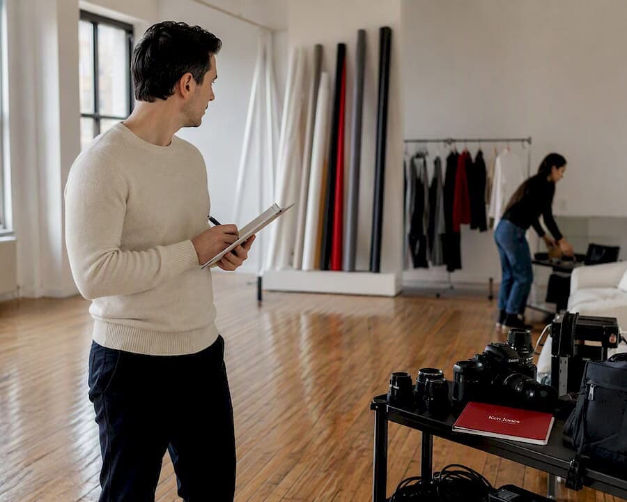 Photographer inspecting Manhattan studio space