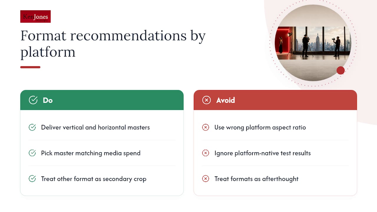 Comparison of vertical, feed, and horizontal video formats