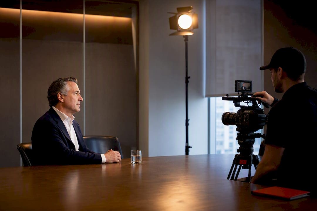 Corporate interview framed for horizontal video