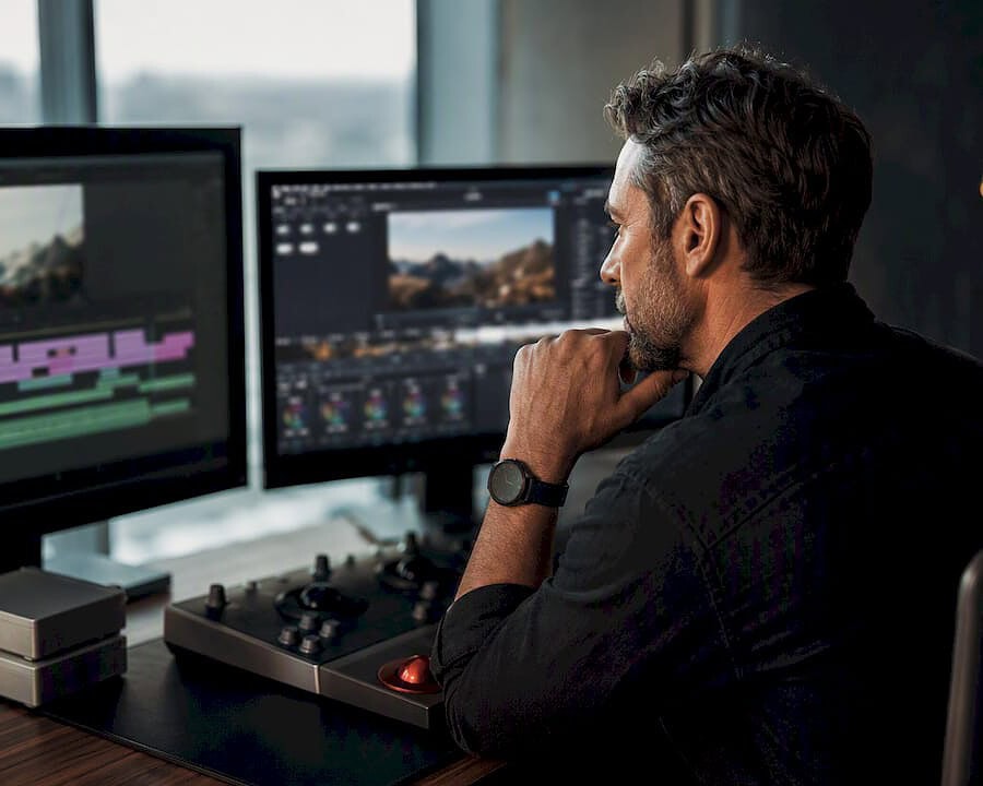 Editor comparing post-production workflows