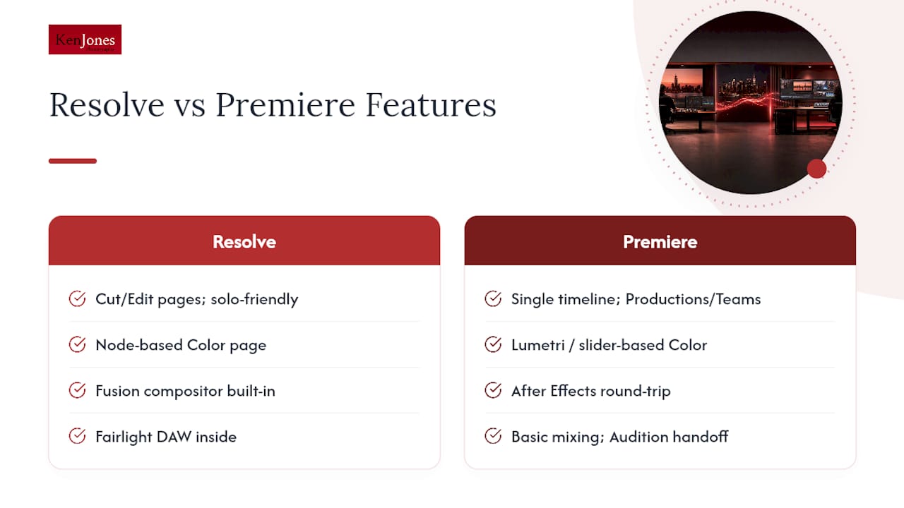 DaVinci Resolve and Premiere feature comparison