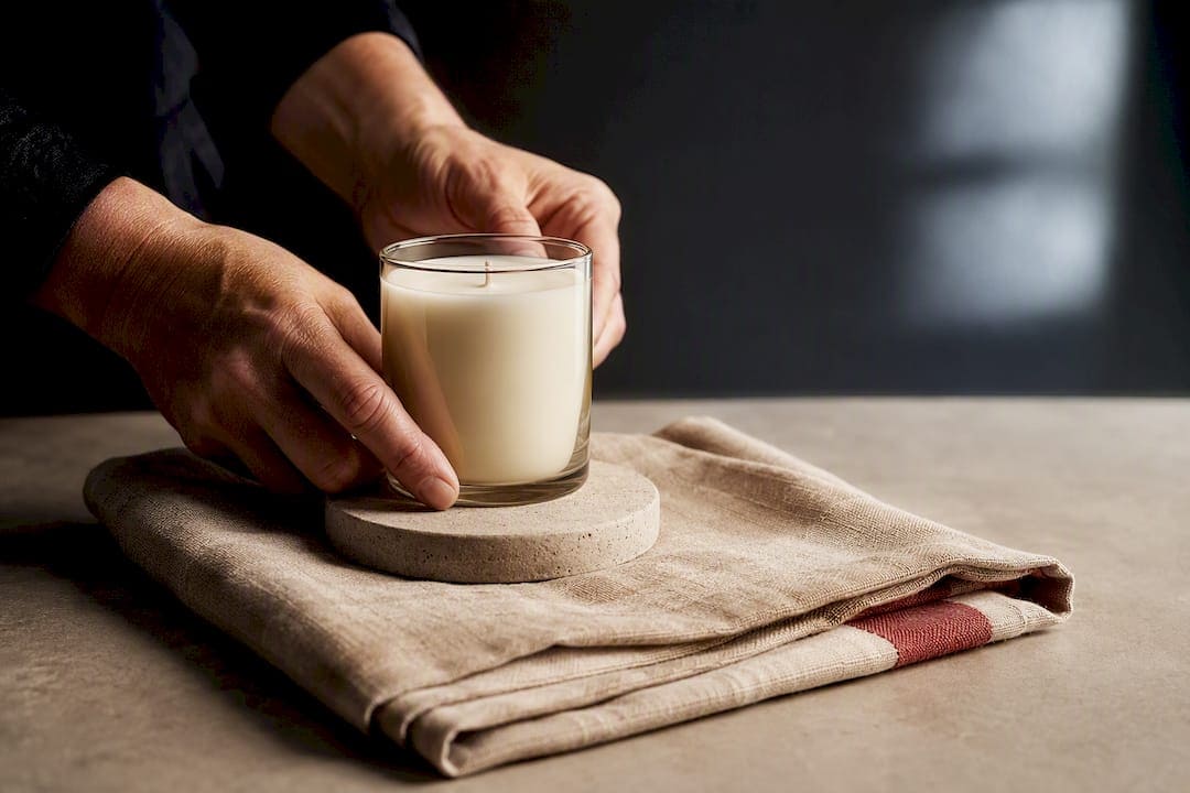 Styled candle with minimal supporting props