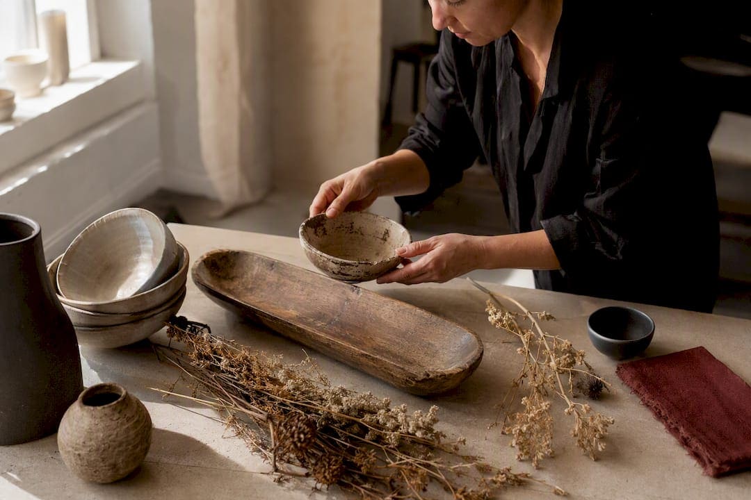 Vintage bowl and dried botanicals for styling