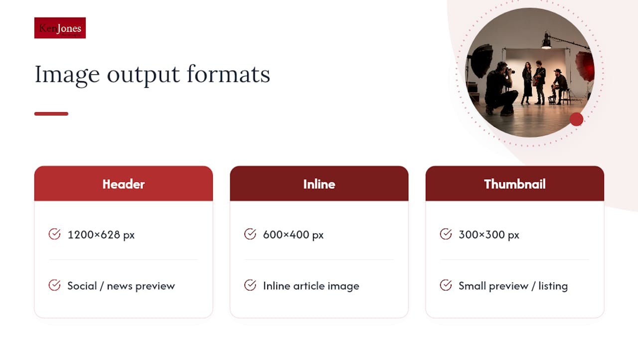 Comparison of press image dimensions