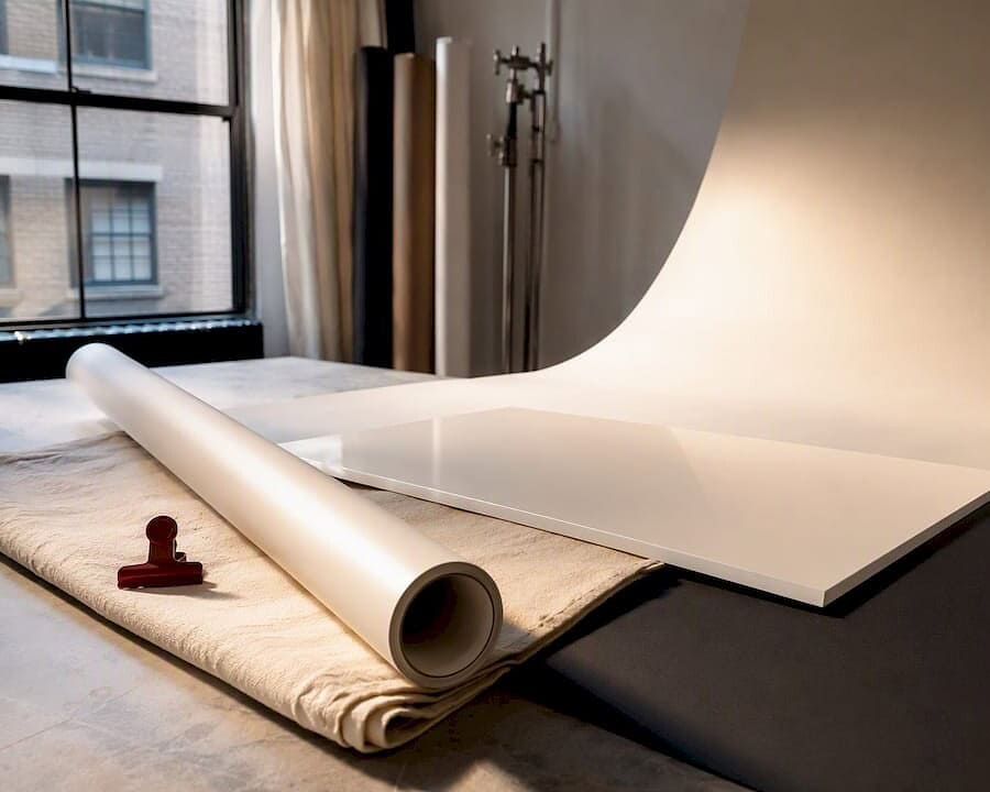 Product photography backgrounds arranged in studio
