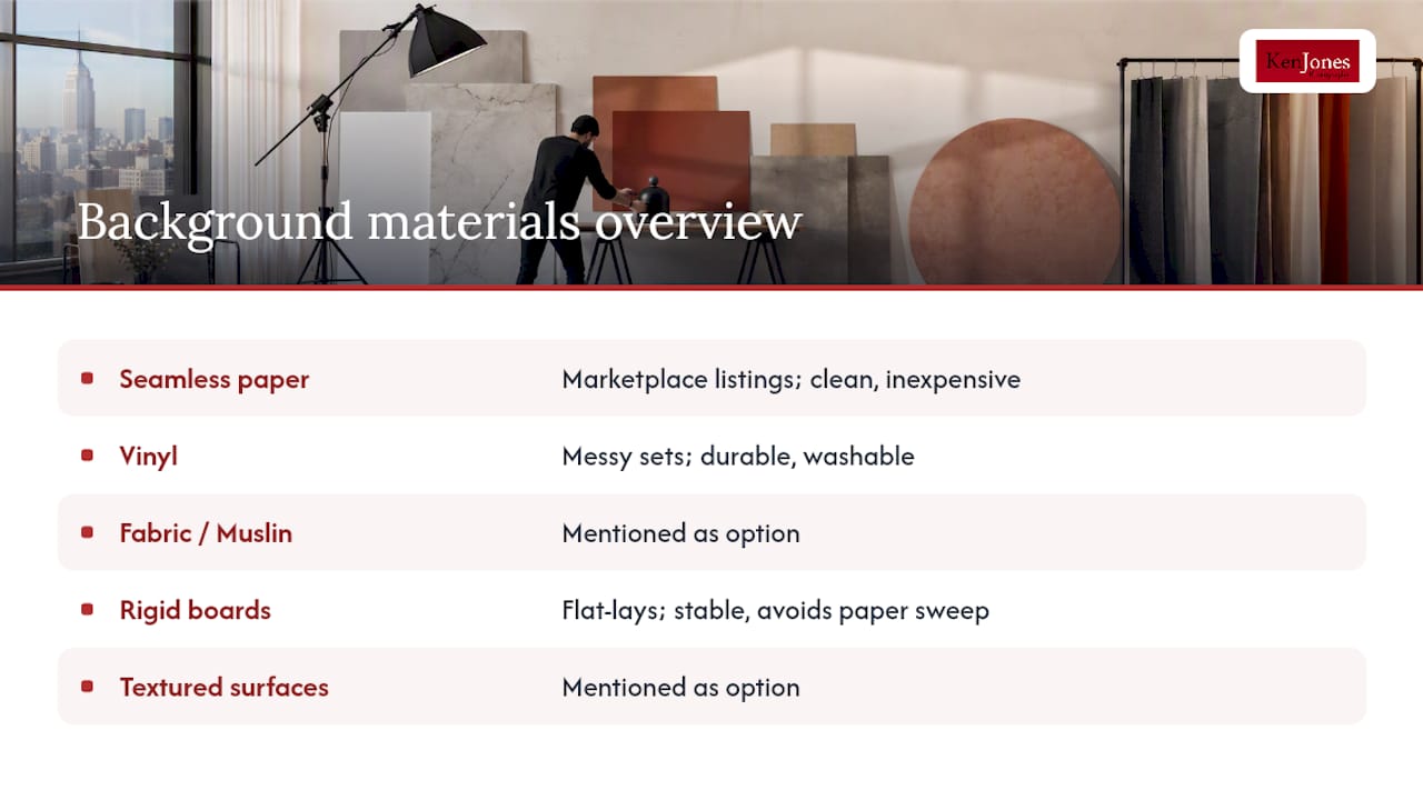 Comparison of five photography background materials