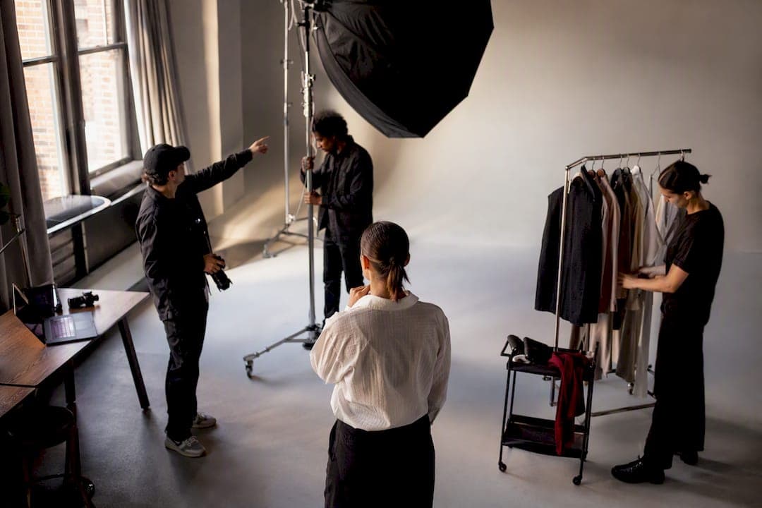 Photoshoot crew preparing a New York studio set