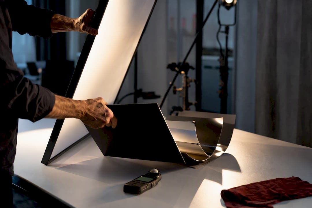 Controlled highlights on reflective studio surfaces