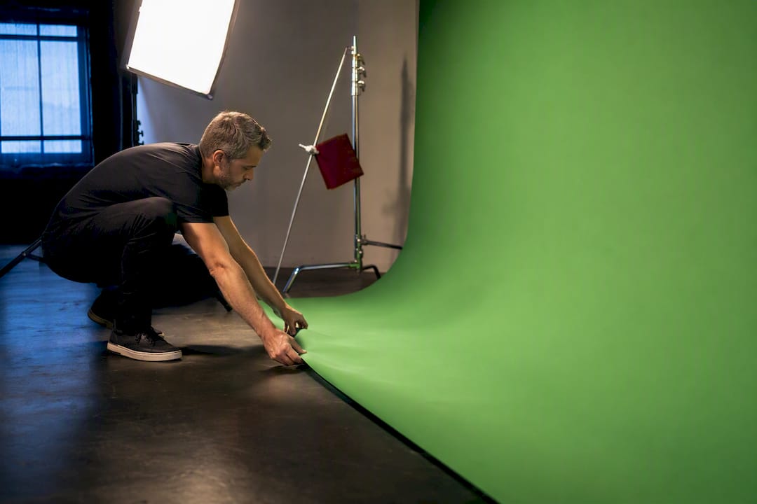 Green screen cyclorama in production studio