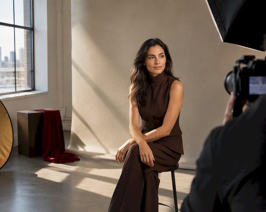 Photographer creating a controlled brand portrait