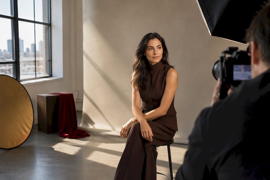 Photographer creating a controlled brand portrait