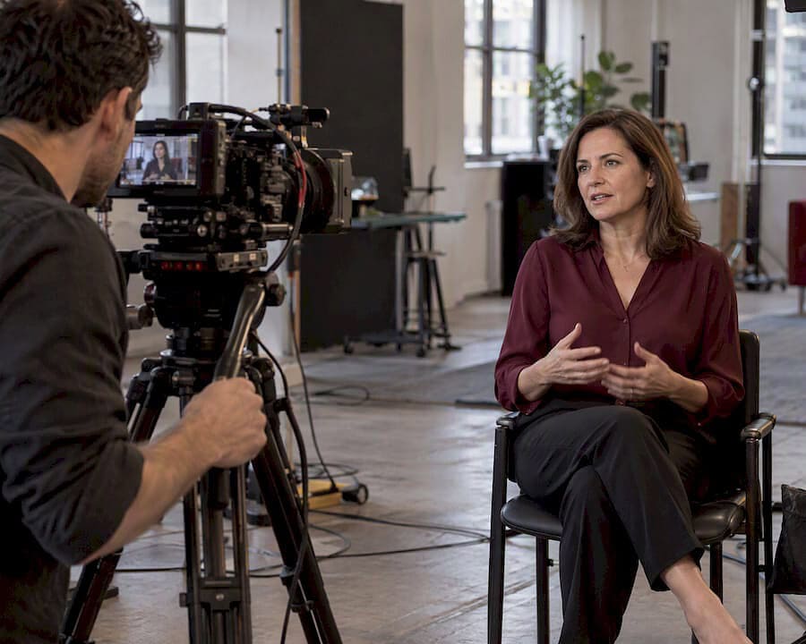 Interview being filmed in a Manhattan studio