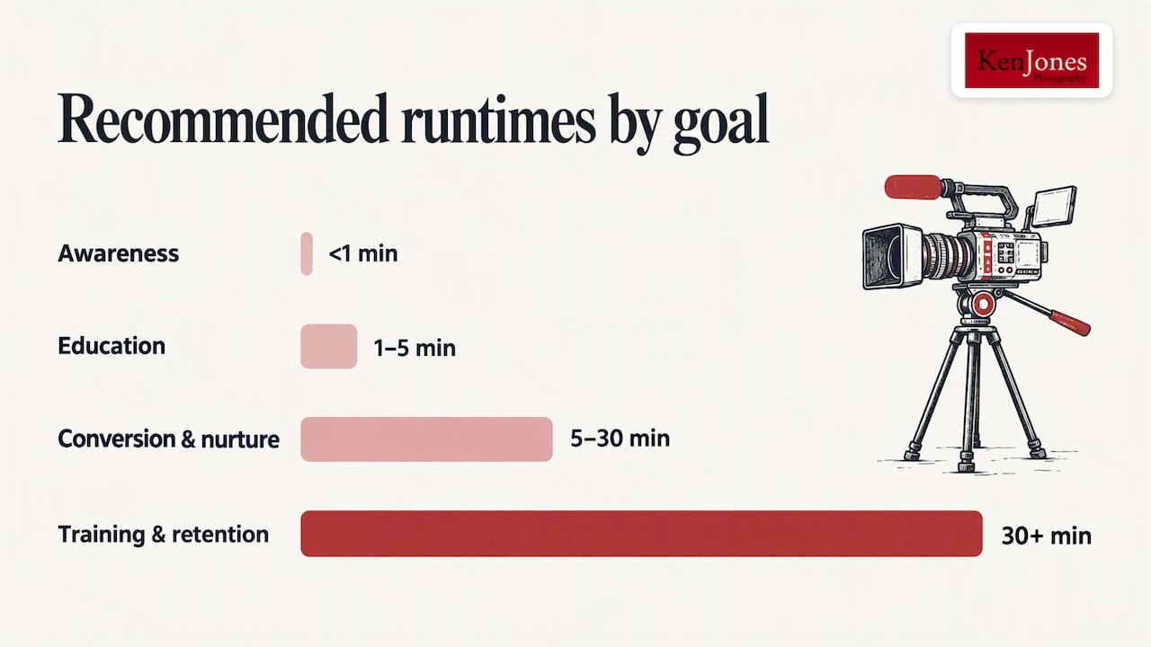 Recommended video lengths by marketing goal — overview diagram