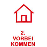 Haus mit rotem Rahmen und Text 2. Vorbeikommen.