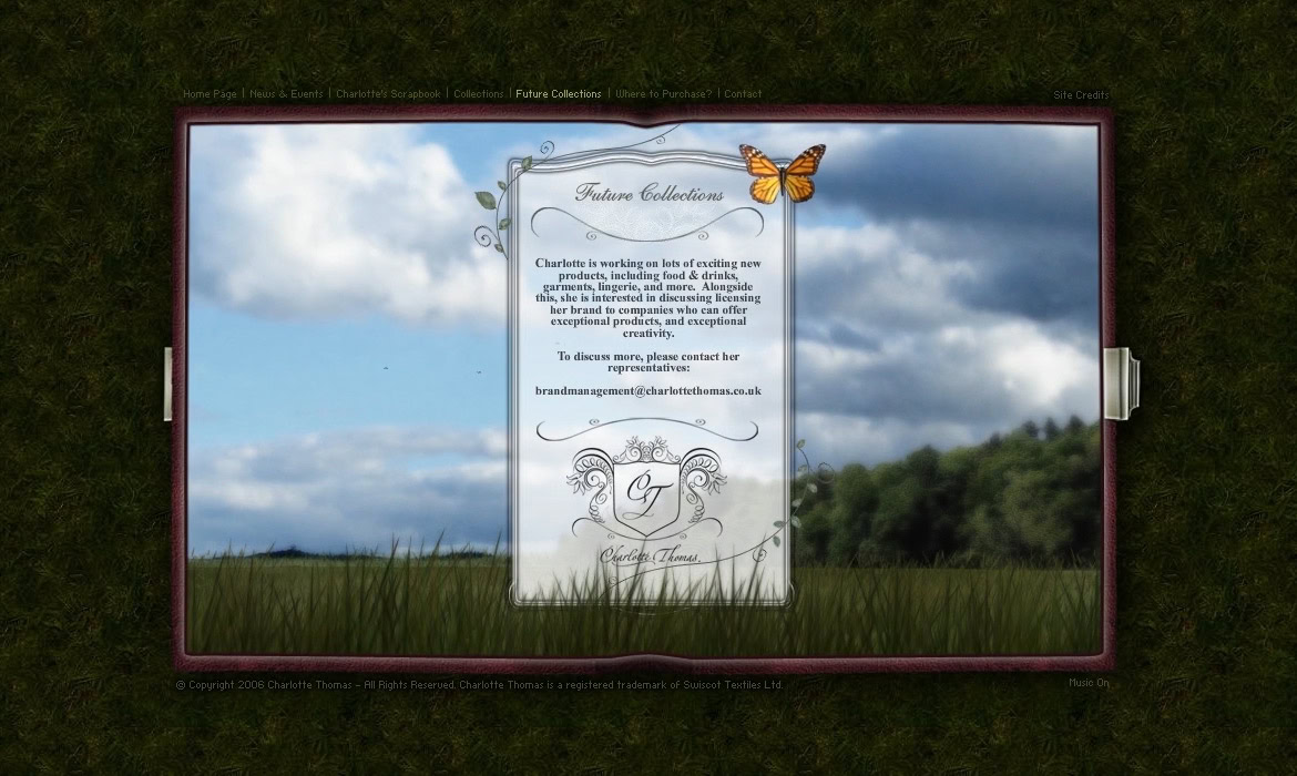 A colourful outdoor signboard with a blue sky, clouds, green grass, and trees in the background, displaying a butterfly and decorative text.