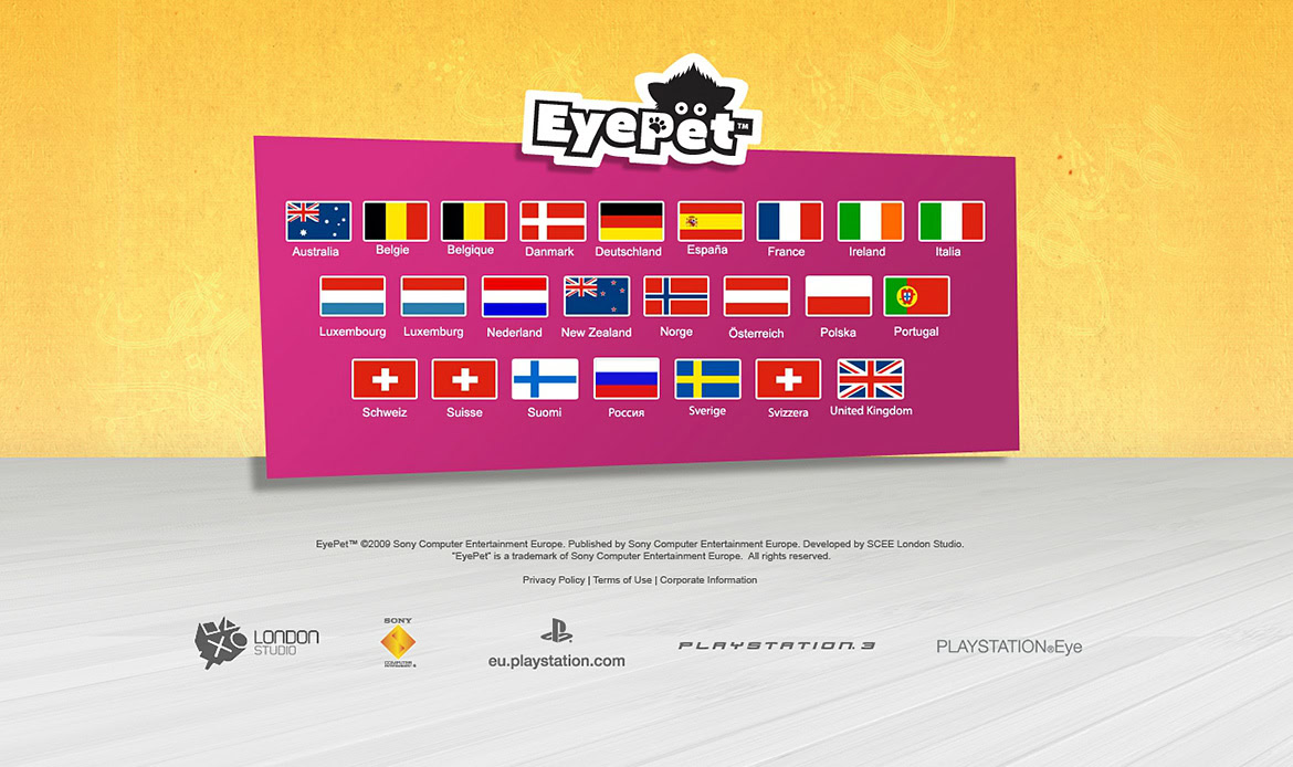 A colourful display of flags representing various countries, with a pink background and the 