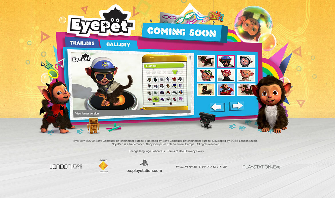 A group of animated insect characters around a computer screen displaying a game interface with character images and options.