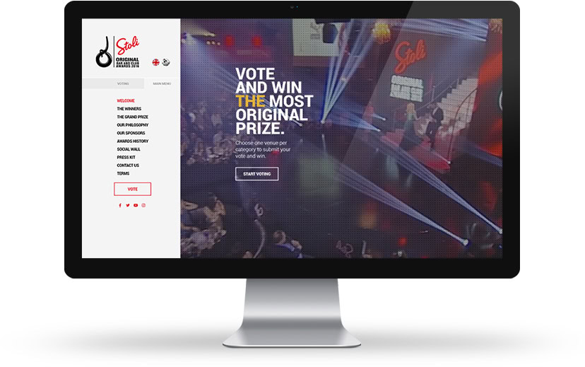 Vote and win the most original prize at the event with a stage, screen, and audience.