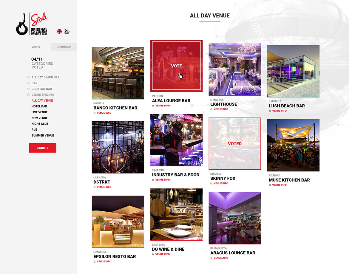 A group of images showing various bars and lounges at a venue, including indoor and outdoor settings with people and lighting.