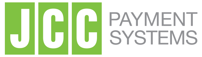 JCC Payment Systems logo with green squares and grey text on a white background.
