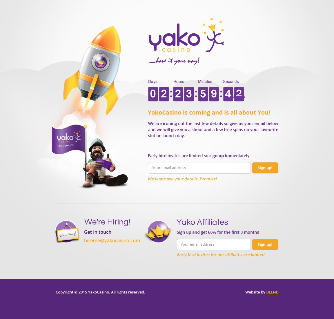 A rocket launching with a purple and orange colour scheme, and a person sitting on the ground holding a tablet.
