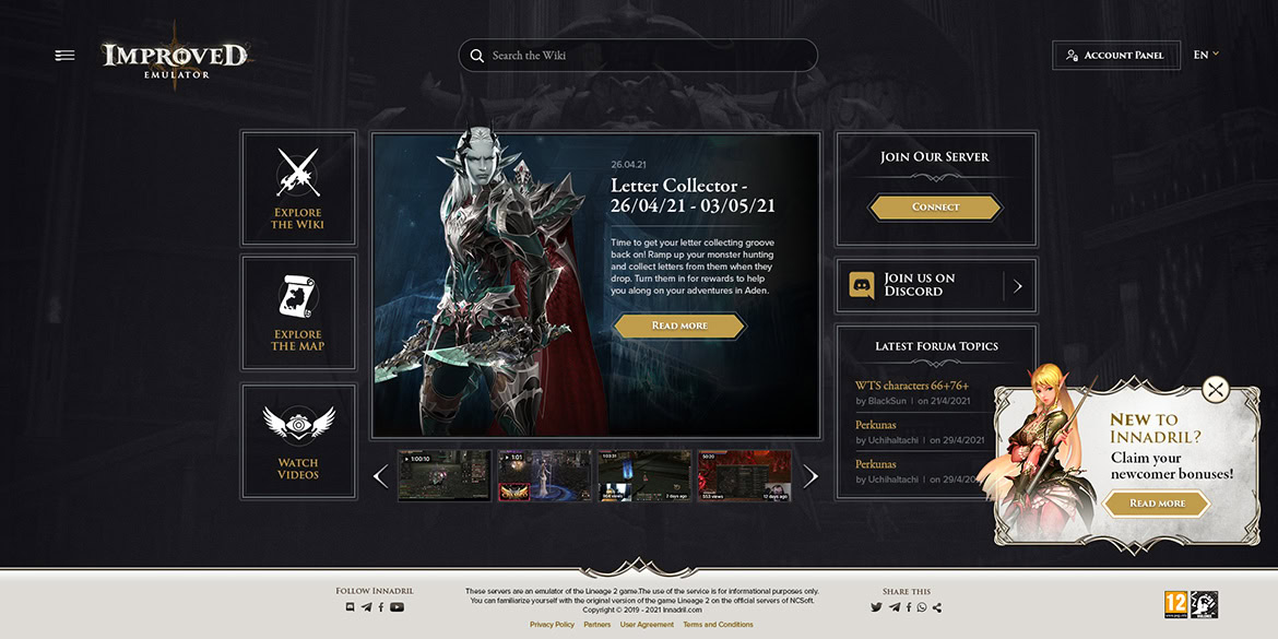 A medieval knight in armour with a red cape, standing in a dark fantasy-themed website interface.