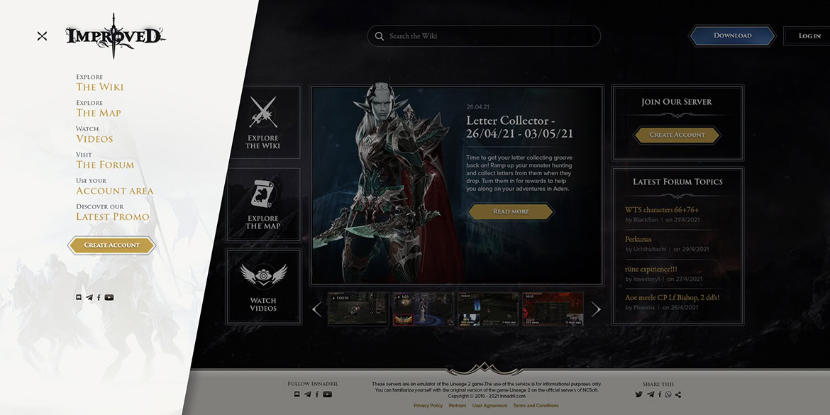 A knight in armour with a sword, standing in a dark fantasy game interface.