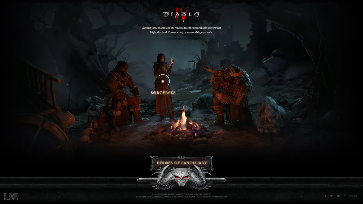 A group of four characters gathered around a campfire in a dark, eerie forest setting.